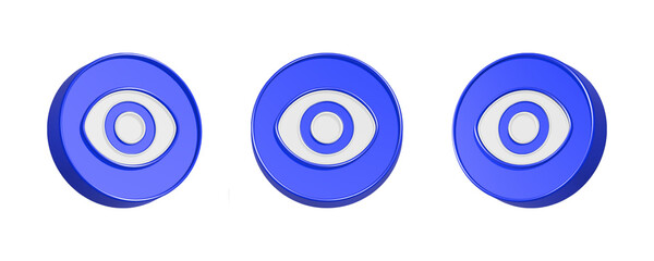 3d rendering icon eyes in blue color