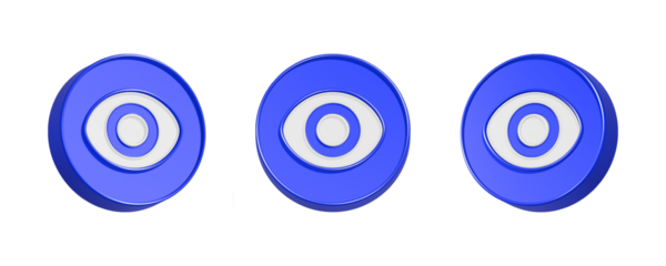 3d rendering icon eyes in blue color