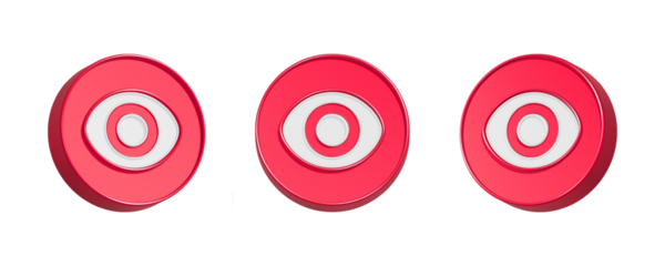 3d rendering icon eyes in red color