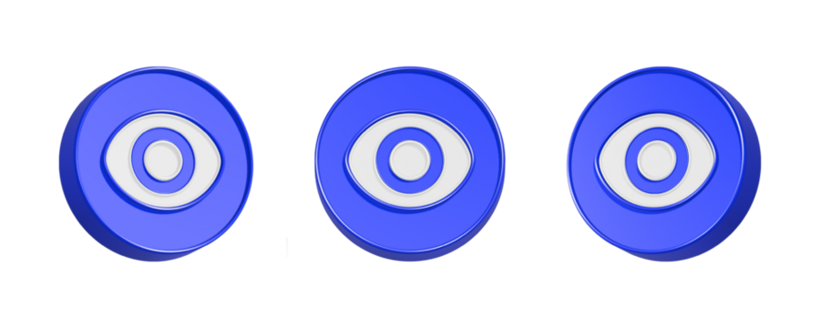 3d rendering icon eyes in blue color - Powered by Adobe
