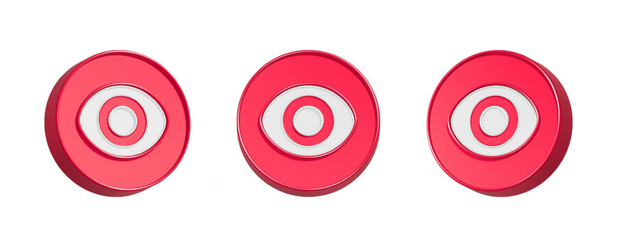 3d rendering icon eyes in red color