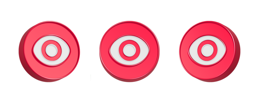 3d rendering icon eyes in red color