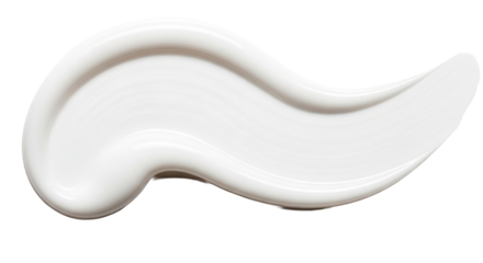 Milky glossy lotion smear smooth reflective curves across bright white