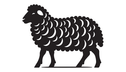 black color sheep animal silhouette vector illustration, solid white background
