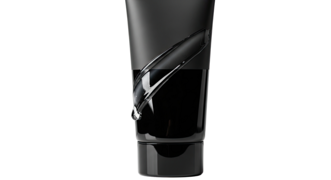 Matte gloss hybrid tube with shiny serum smear on white