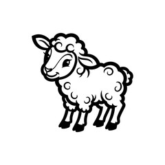 standing sheep in vector. Wool, lamb symbol. Farm animal vintage vector illustration