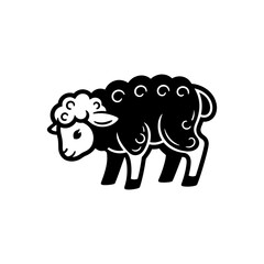 standing sheep in vector. Wool, lamb symbol. Farm animal vintage vector illustration