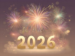 Golden 2026 Fireworks Celebration Night with Colorful Explosions