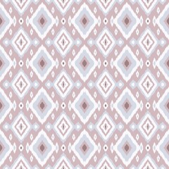 Modern Ikat Winter Diamond Ikat: Layered Geometric Motif in Blue, White, and Muted Red with Snowy Depth