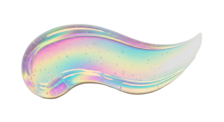Iridescent gel smear soft holographic shine against clean white surface