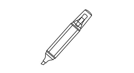 Fototapeta premium Single Black Outline Highlighter Marker Pen with Transparent Cap, Angled on White Background