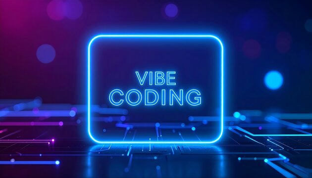 Modern Cyber Aesthetic Showcasing Vibrant Neon Coding Typography Embedded in a Futuristic Circuit Grid