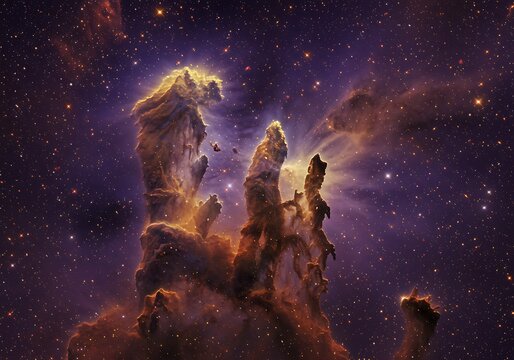Cosmic pillars of creation nebular structures in deep space illustration
