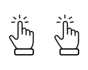 Hand pointer clicking finger vector icon set. Touch screen gesture symbol collection. Click, tap, and press button for website or mobile app UI UX interface design.