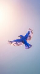 Obraz premium Fine Art Dreamy Small Bird & Flower Photography – Ultra Shallow DOF, Soft Pastel Light, Cinematic Nature Aesthetics ratio 9:16 wallpaper