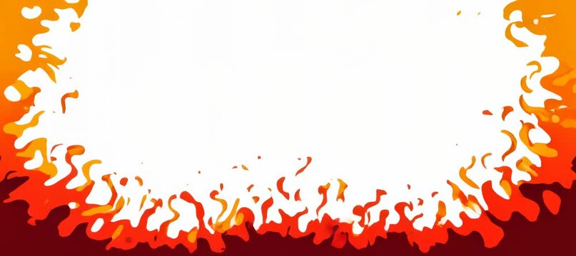 Cartoon fire flame blaze on white background. Copy space for text and advert. Generative video AI technology.
