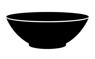 Simple black silhouette of an empty bowl on a white background.