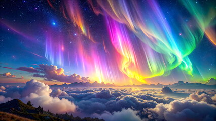 Obraz premium Mystic Northern Lights in Morning Glow
