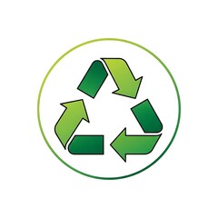 Obraz premium Vibrant green recycling symbol in a circular border, representing environmental sustainability, waste reduction, and eco-friendly practices. Perfect for green projects.