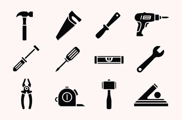 Obraz premium Carpentry tool silhouette isolated on white background