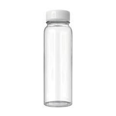 3D Render a clear glass bottle with a white lid