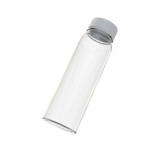3D Render a clear bottle with a gray lid