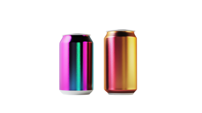 Gradient Soda Can and Coffee Cup Duo isolated on a transparent background