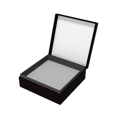 3D Render a black box with a white lid and a black lid
