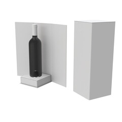 3D Render a bottle of wine is sitting on a shelf