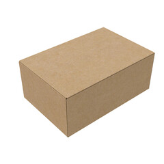3D Render a brown box with a lid on a white background