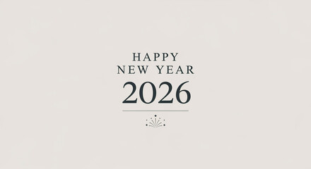 Elegant happy new year 2026 greeting on a clean, light background, perfect for minimalist designs and sophisticated holiday wishes