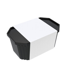 3D Render a black and white box with a white lid