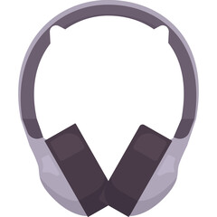 Silver Gray Over Ear Headphones With Dark Purple Earcups Isolated On Transparent Background Realistic Digital Art