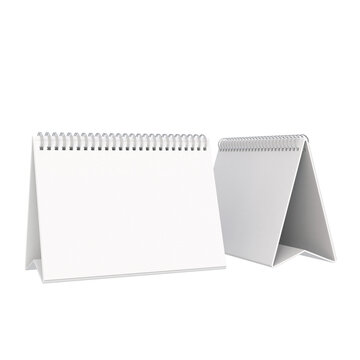 3D Render a desk calendar with a white cover and a spiral binding