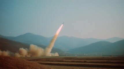 A missile launch. A nuclear rocket is being tested in the peninsula. Testing ground