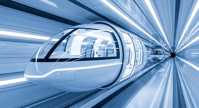 Futuristic Hyperloop Pod at High Speed in Vacuum Tube – Next-Gen Transportation