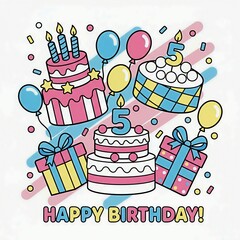 Birthday Cake Icons Vector photo 