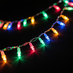 A close-up of a fragment of a glowing New Year's garland.