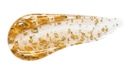Gold foil infused gel smear shimmering streak on spotless white