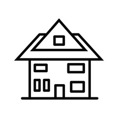 Simple outline drawing of a two story house with a gable roof