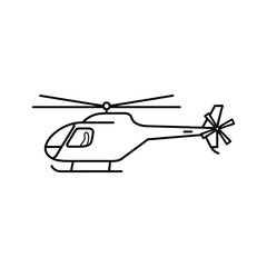 Simple line drawing of a helicopter in flight