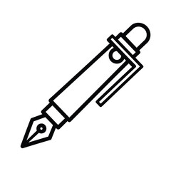 Classic fountain pen icon with nib and clip