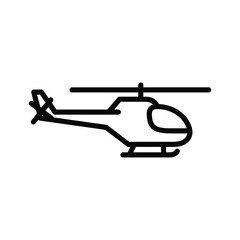 Simple line art icon of a helicopter in profile view