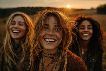 Golden Hour Laughter in a Sunlit Meadow