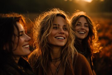 Golden Hour Laughter in a Sunlit Meadow