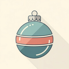 Christmas bauble ornament in teal and coral with flat design  