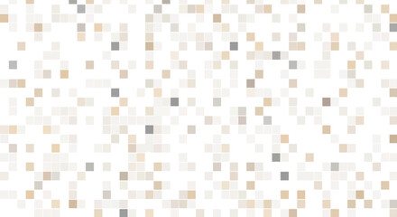 Abstract mosaic pattern with neutral tones, featuring a randomized arrangement of small square tiles in beige, white, and light brown shades, creating a subtle textured background for design