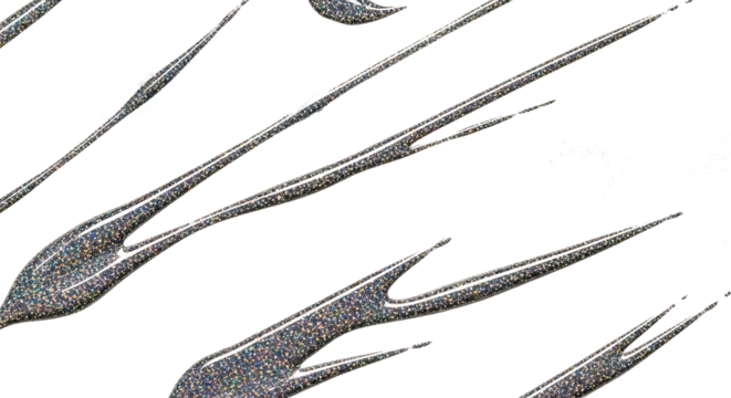 Glitter glossy smear sparkling reflective lines on white