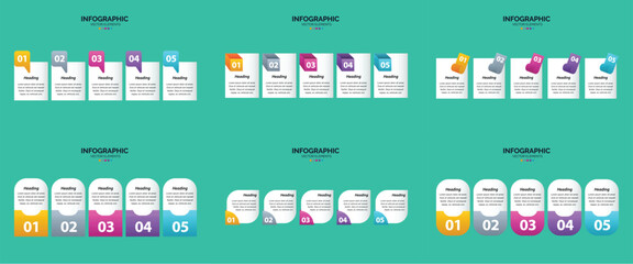 Infographic templates with colorful icons and text for business and marketing information presentation