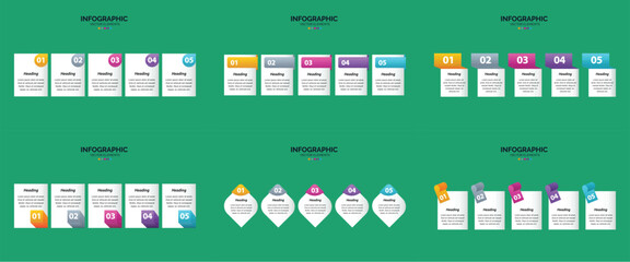Infographic templates with colorful icons and text for business and marketing information presentation
